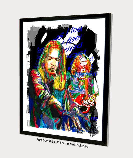 Gregg & Duane Allman Southern Rock Music Poster Print Wall Art 8.5x11