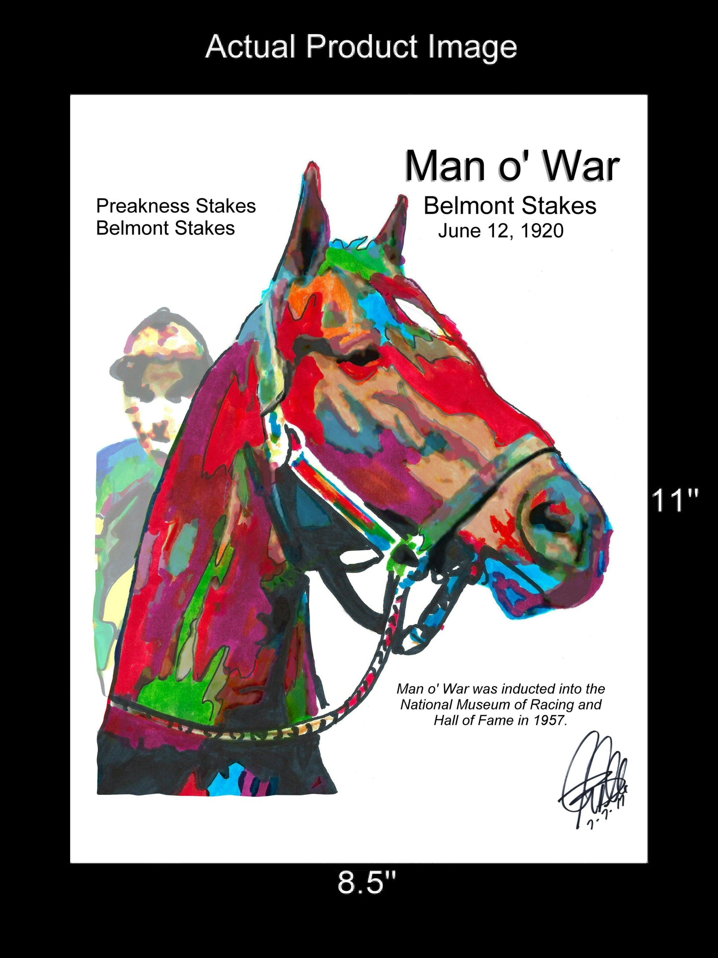 Man o War Thoroughbred Triple Crown Horse Racing Poster Print Wall Art 8.5x11