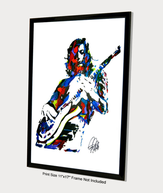 Jimmy Page Led Zeppelin Danelectro Guitar Music Poster Print Wall Art 11x17