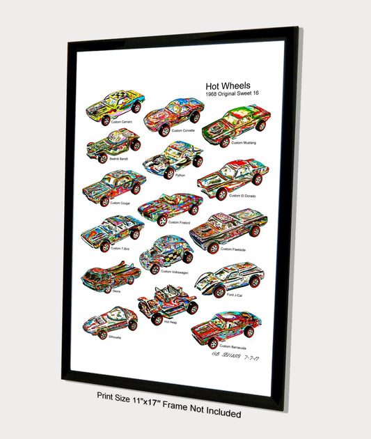 Hot Wheels Sweet 16 Redline Car Racing Poster Print Wall Art 11x17