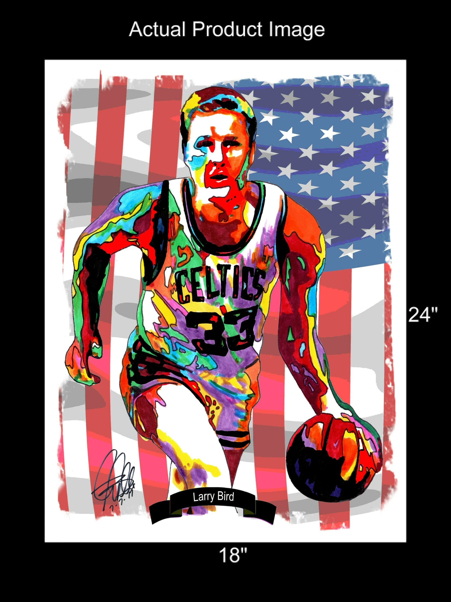 Larry Bird Boston Celtics Basketball Poster Print Wall Art 18x24