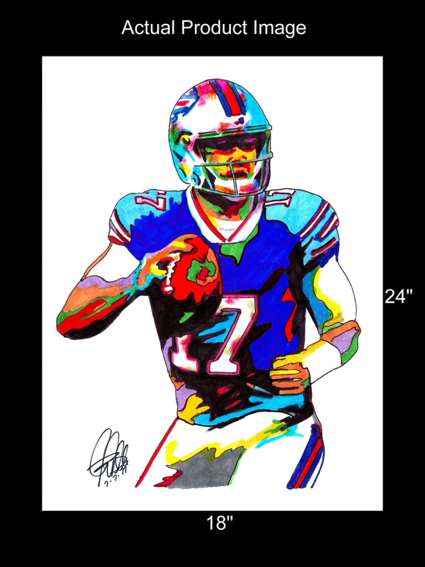 Josh Allen Buffalo Bills Sports Football Poster Print Wall Art 18x24