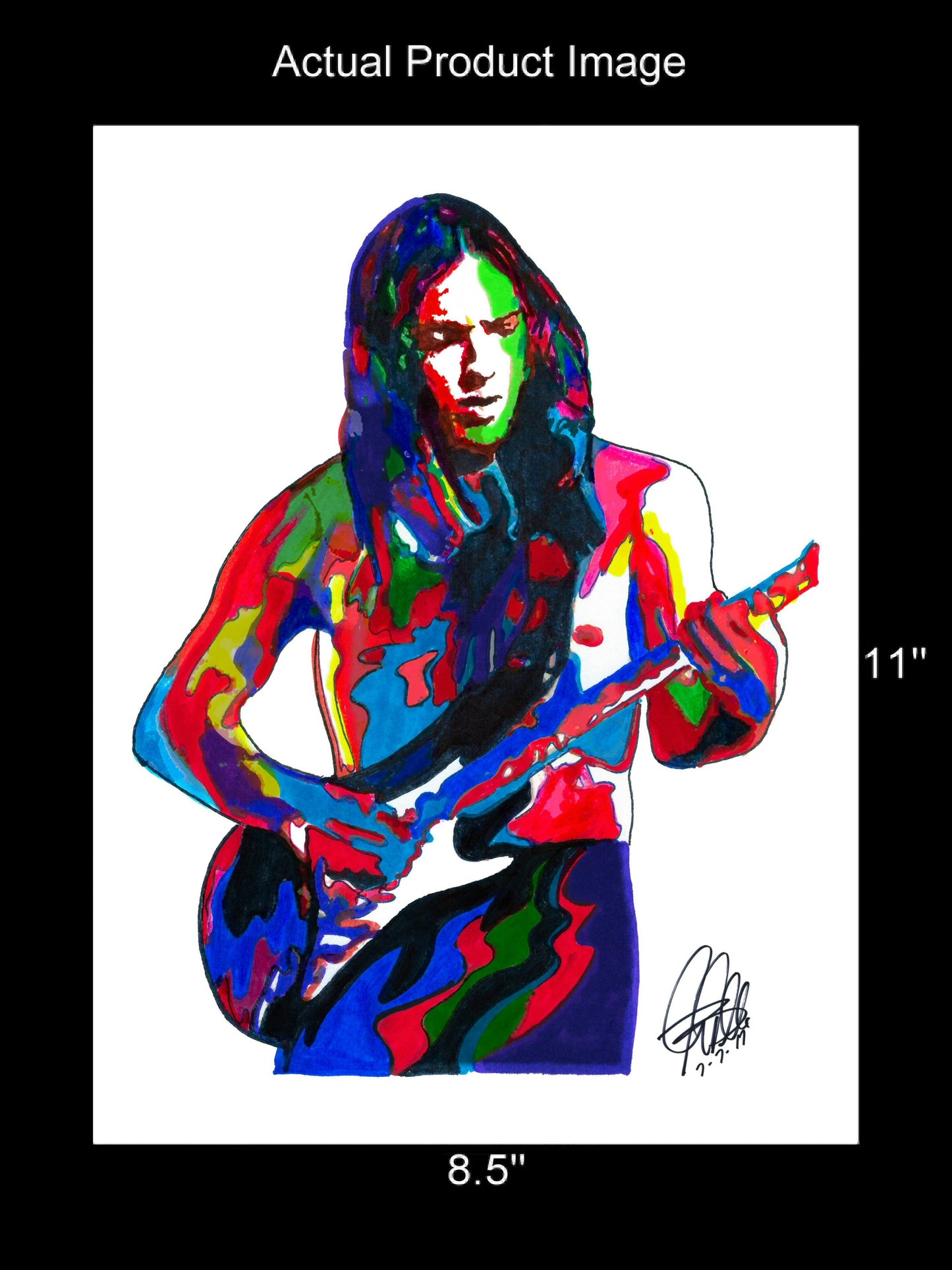 David Gilmour Pink Floyd Guitar Rock Music Poster Print Wall Art 8.5x11