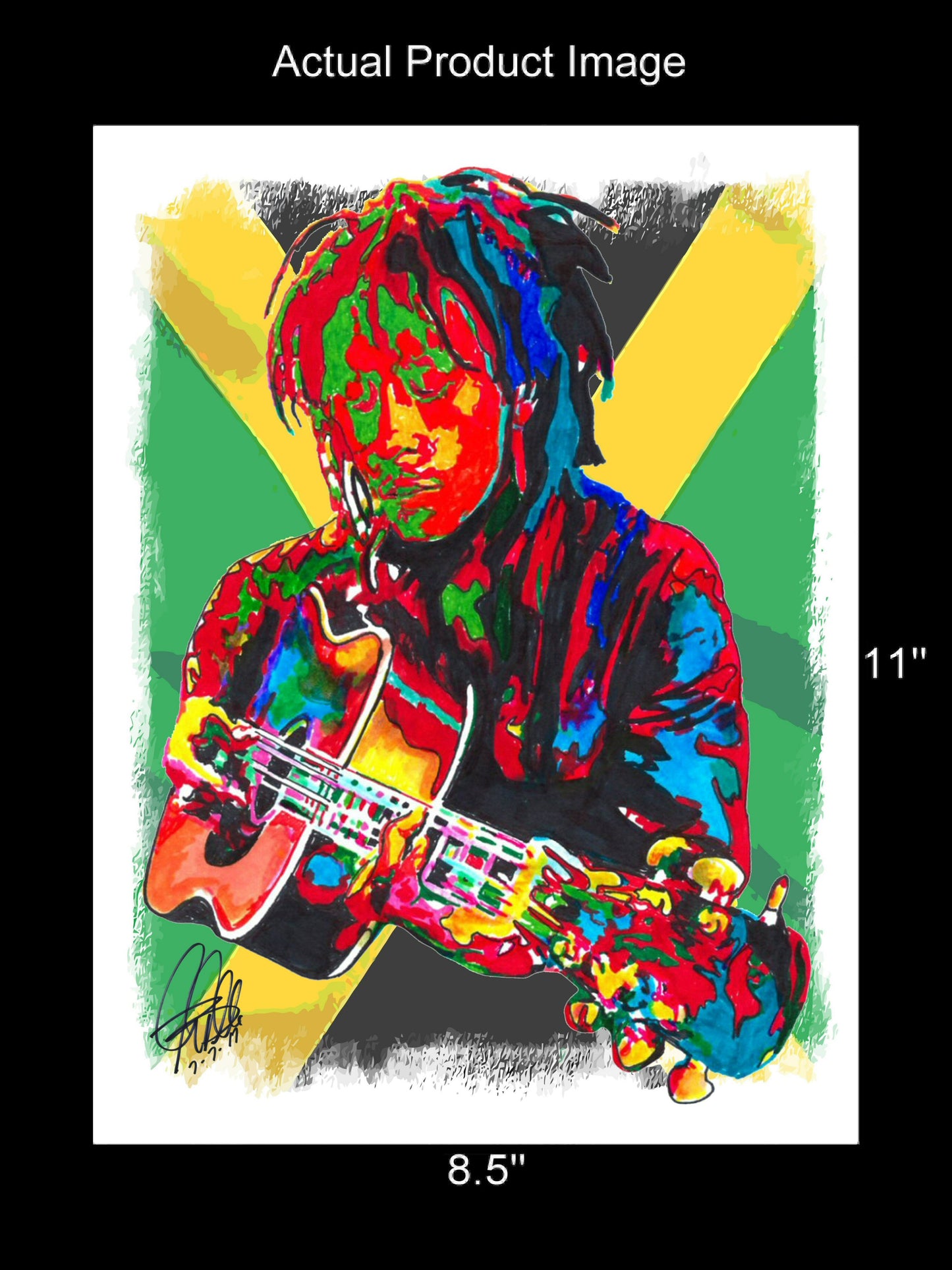 Bob Marley The Wailers Guitar Reggae Music Poster Print Wall Art 8.5x11