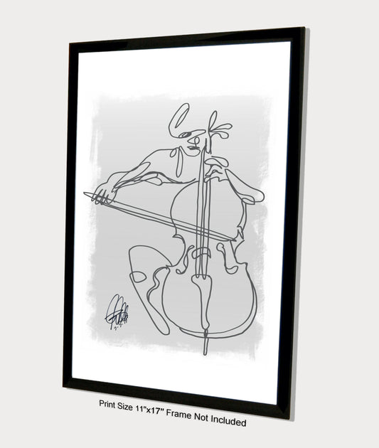 Cello Player Classical Music Poster Print Wall Art 11x17