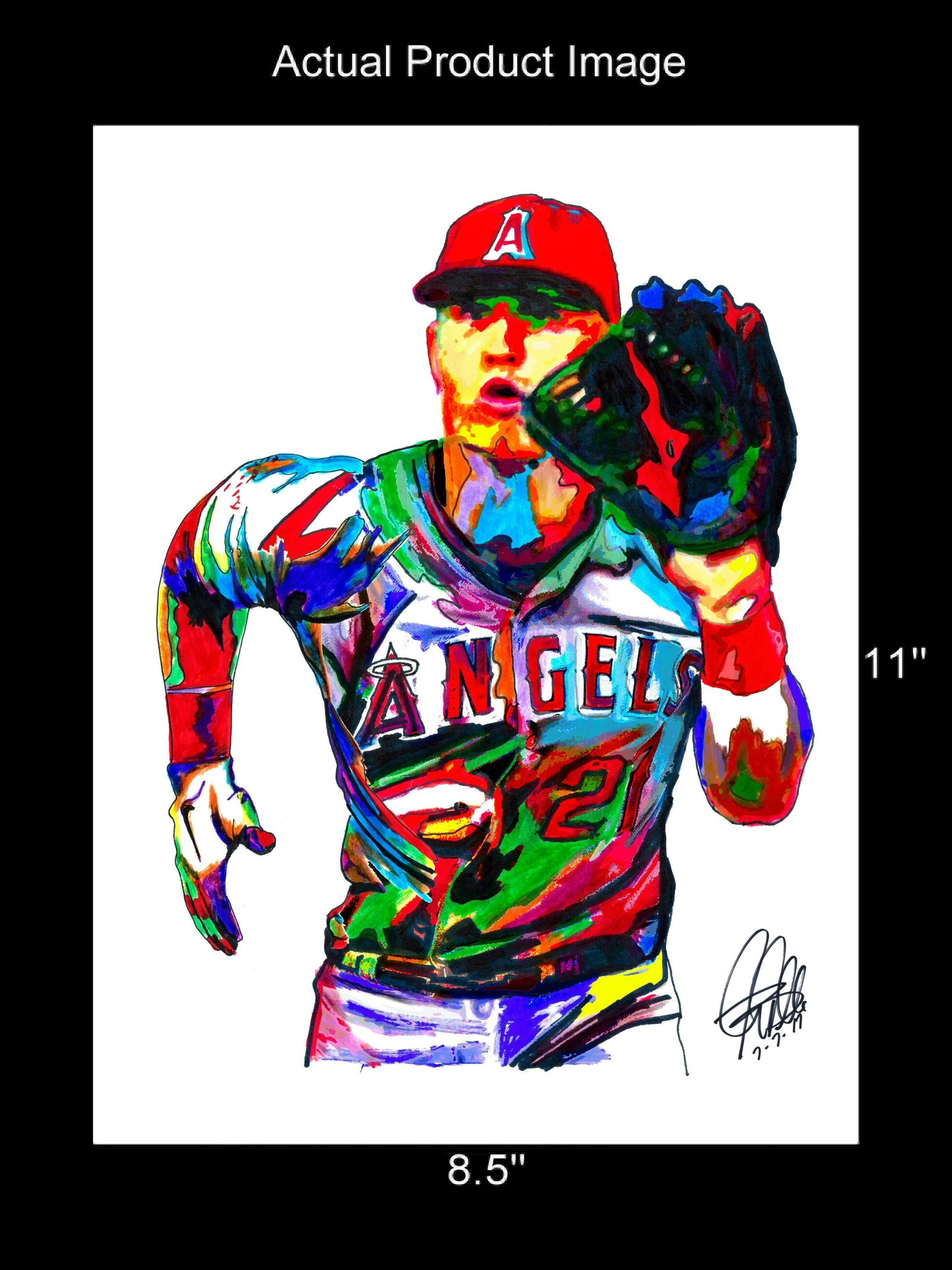 Mike Trout Los Angeles Angels Baseball Sports Poster Print Wall Art 8.5x11