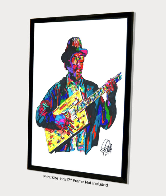 Bo Diddley Guitar Chicago Blues Music Poster Print Wall Art 11x17