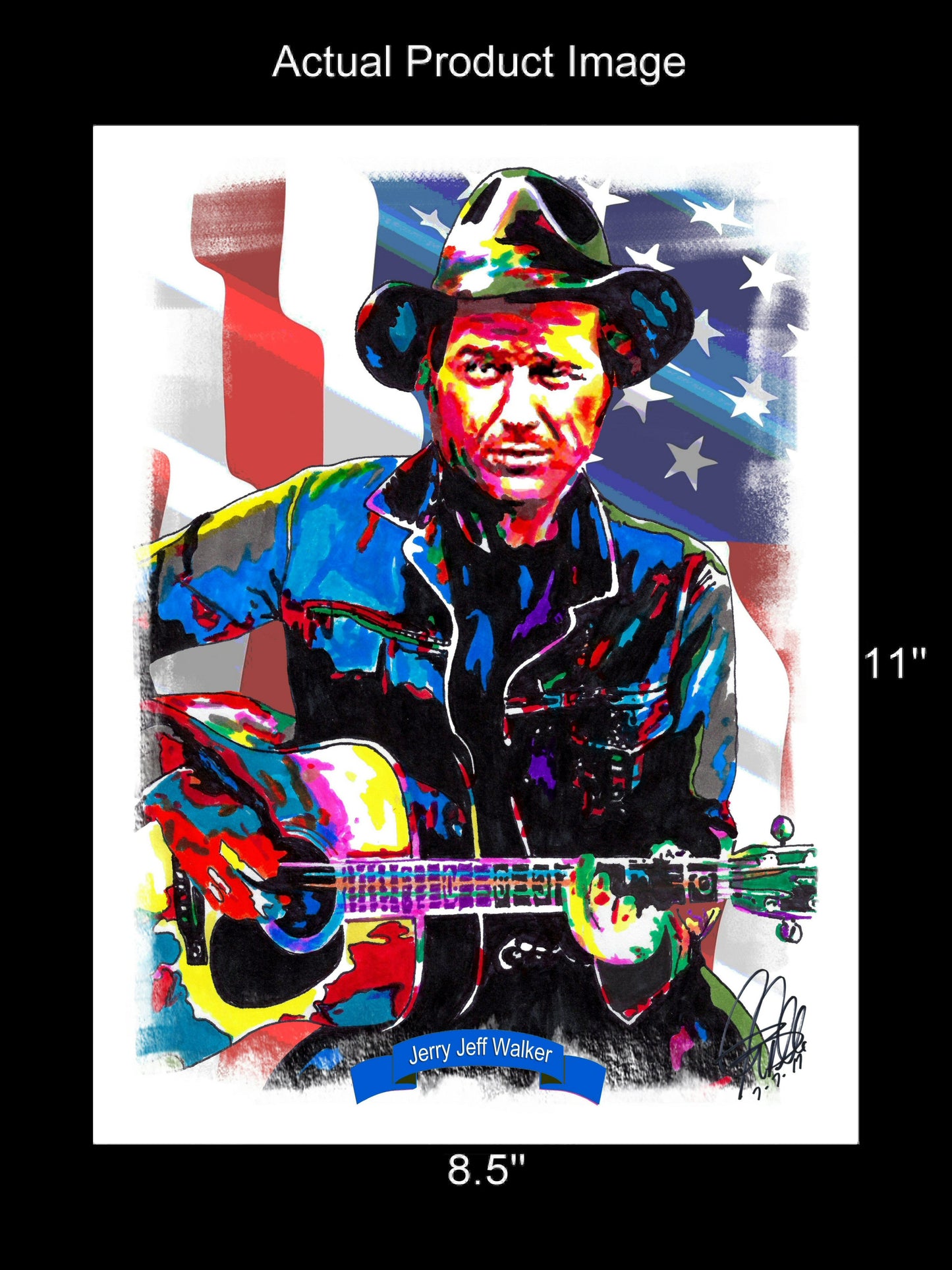 Jerry Jeff Walker Singer Country Music Poster Print Wall Art 8.5x11