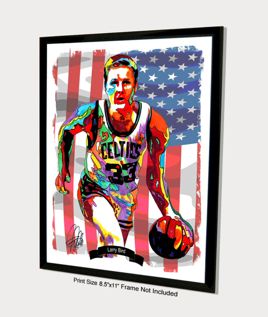 Larry Bird Boston Celtics Basketball Poster Print Wall Art 8.5x11