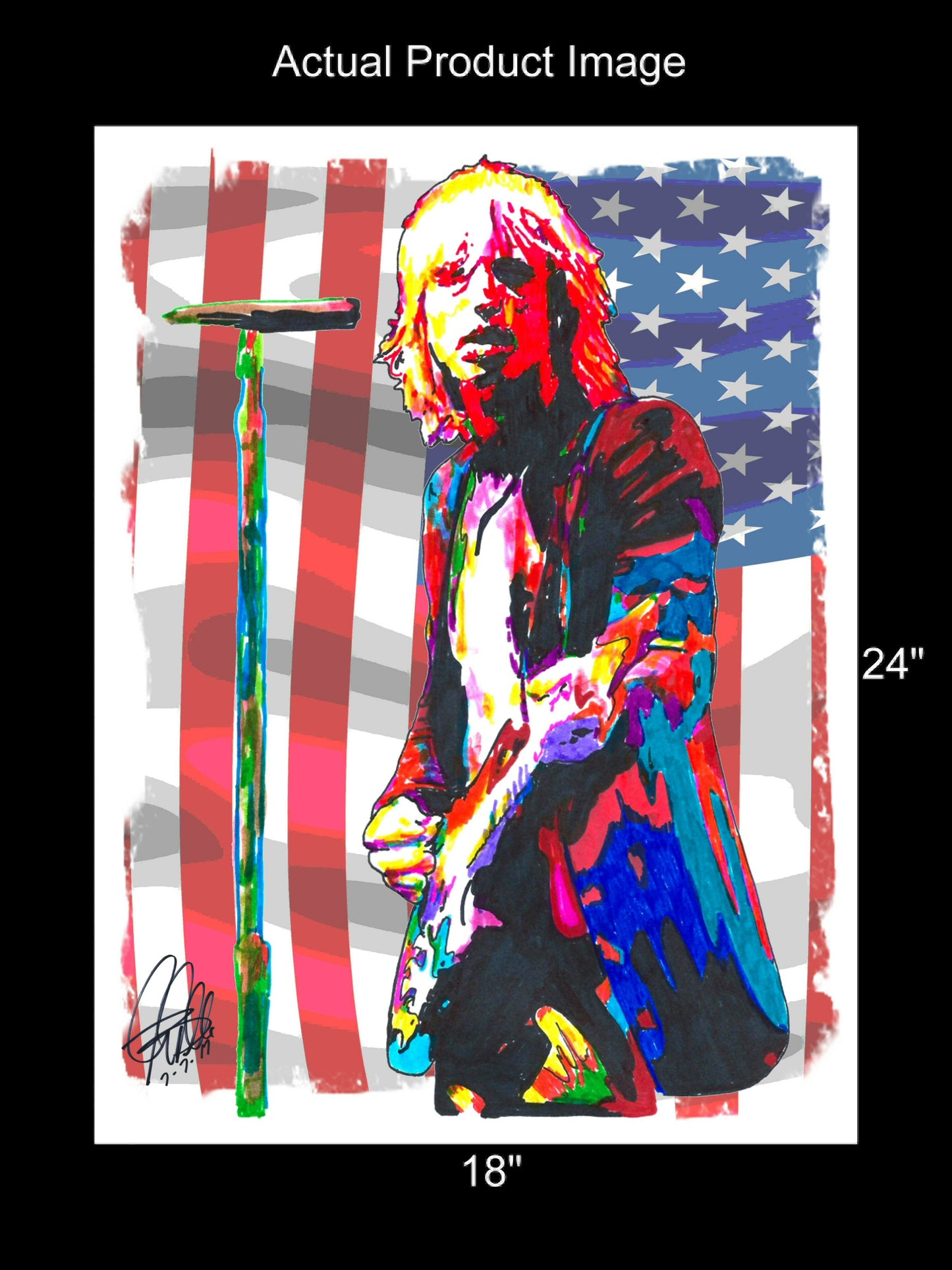 Tom Petty Heartbreakers Guitar Rock Music Poster Print Wall Art 18x24