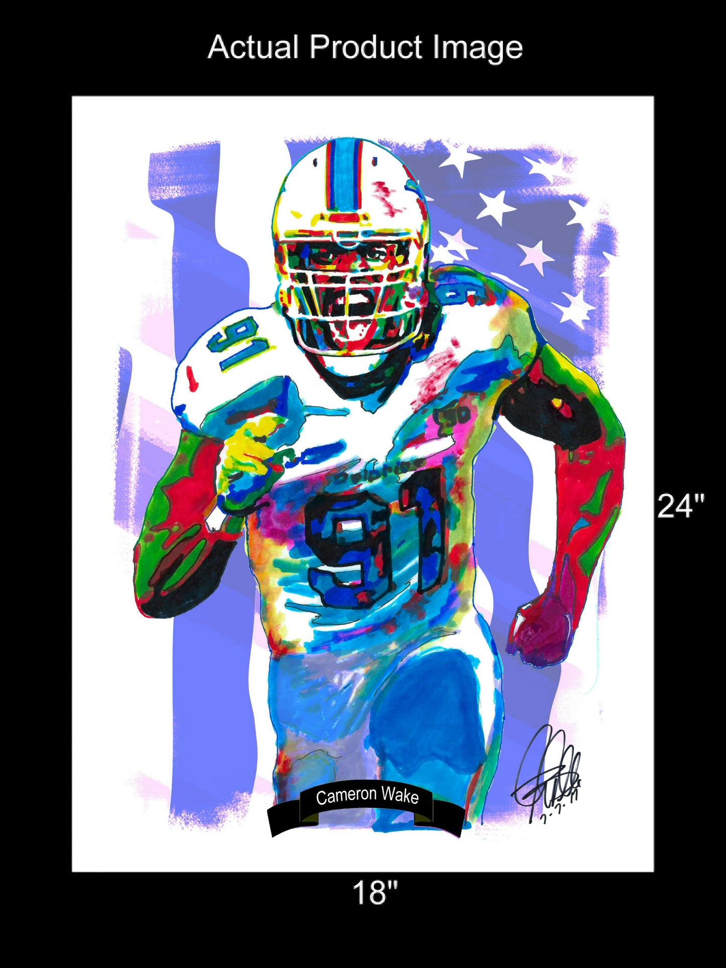 Cameron Wake Miami Dolphins Football Poster Print Wall Art 18x24