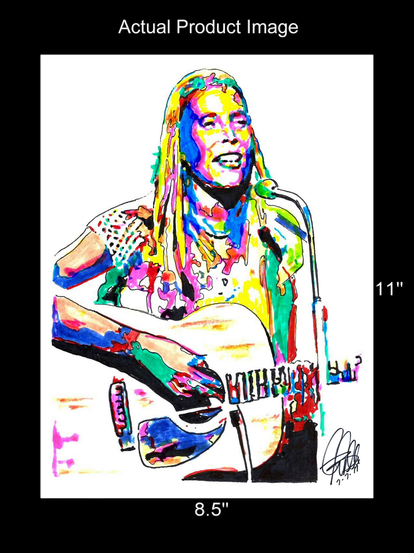 Joni Mitchell Singer Guitar Folk Rock Pop Music Poster Print Wall Art 8.5x11