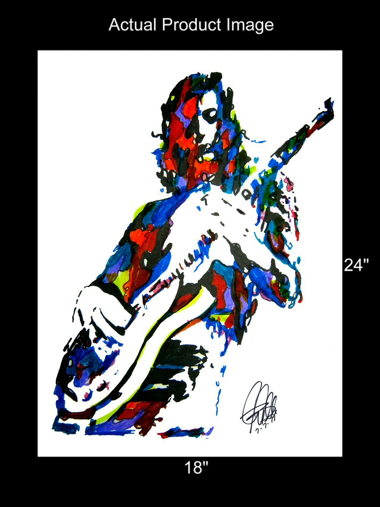 Jimmy Page Led Zeppelin Danelectro Guitar Music Poster Print Wall Art 18x24