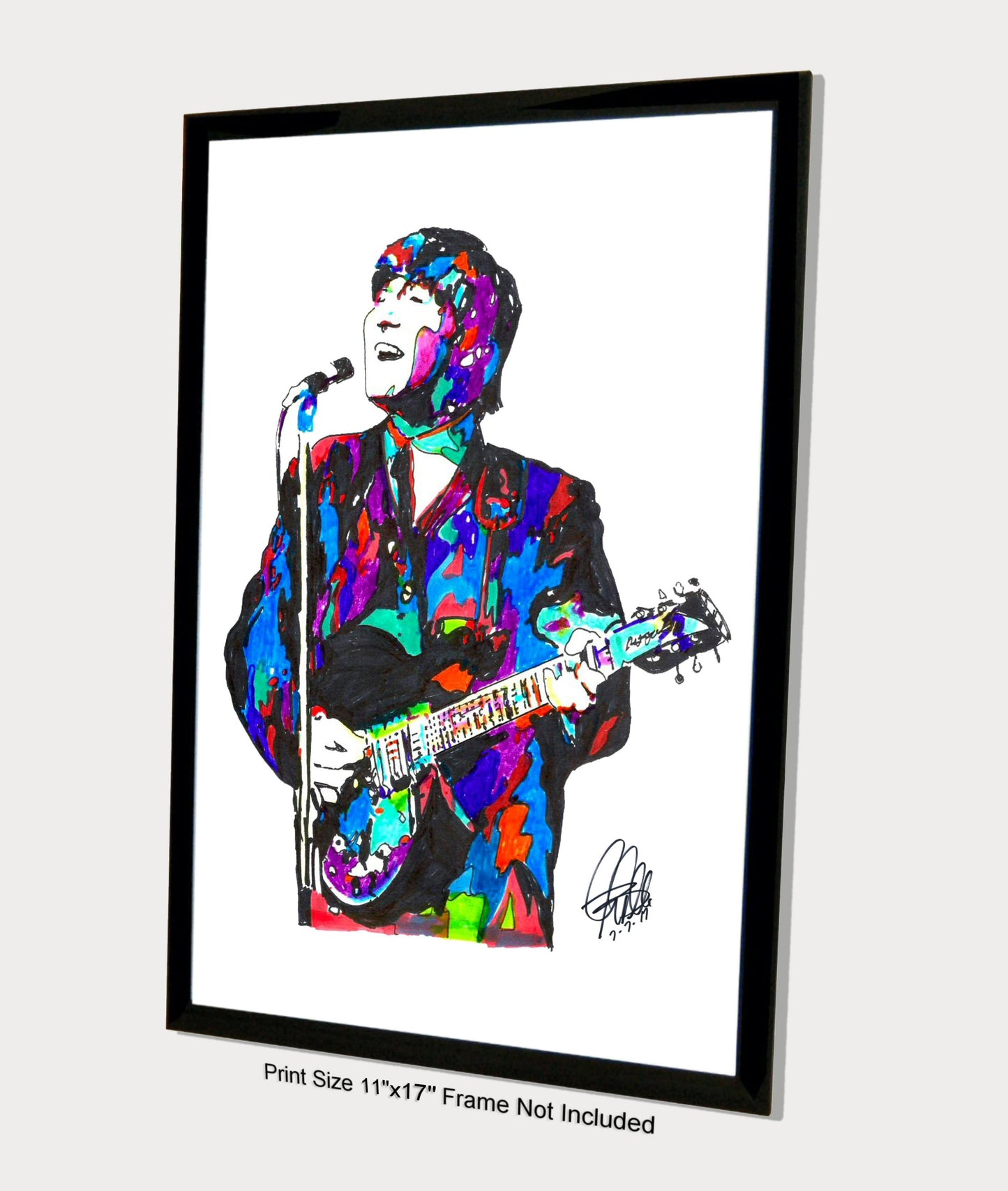 John Lennon The Beatles Singer Guitar Rock Music Poster Print Wall Art 11x17