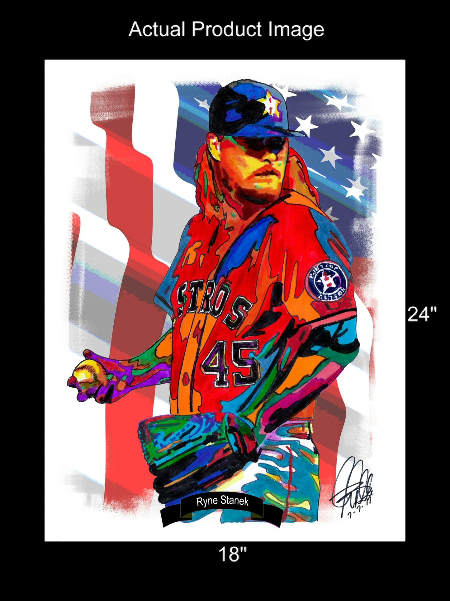 Ryne Stanek Houston Astros Baseball Sports Print Poster Wall Art 18x24