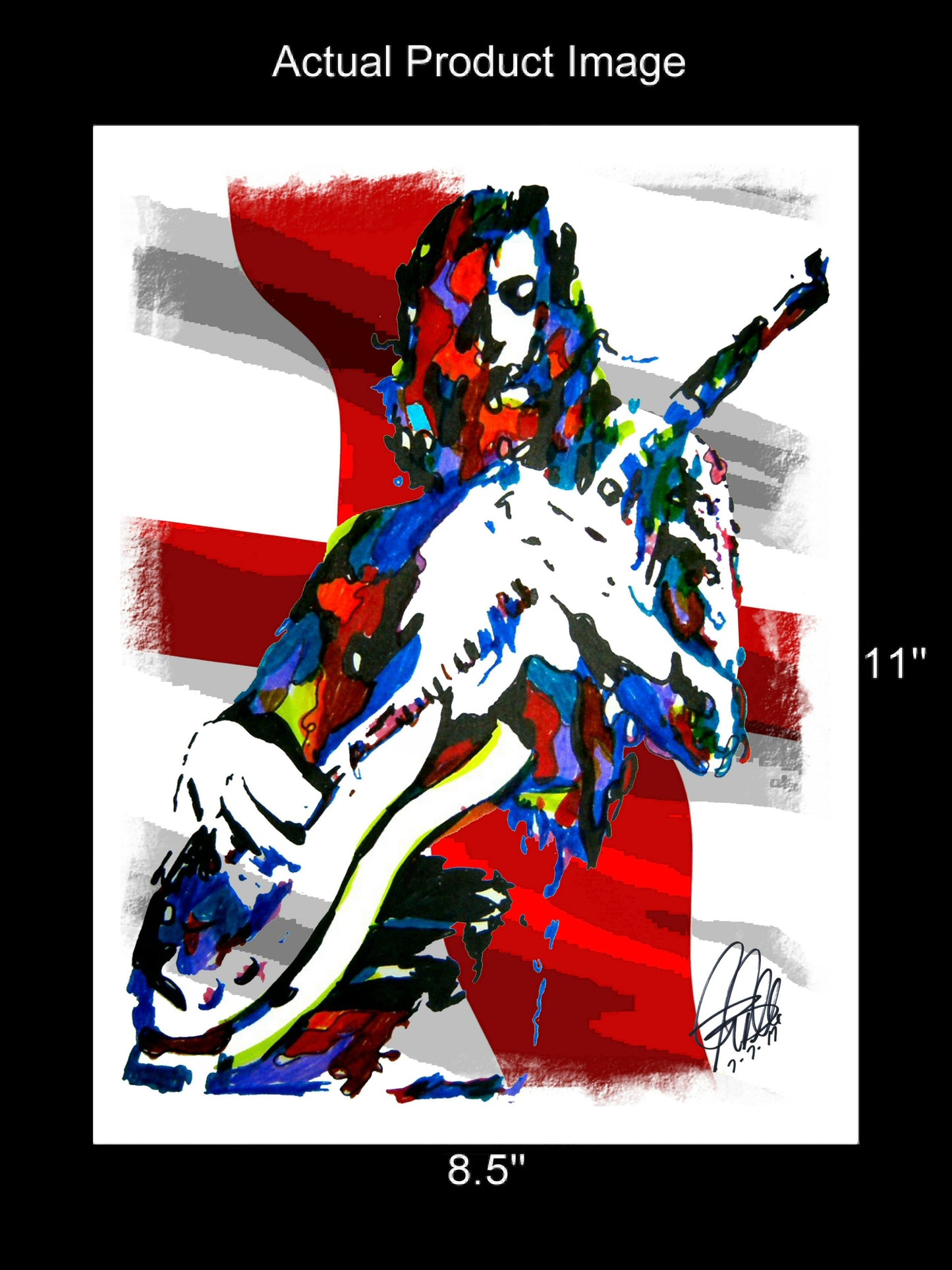 Jimmy Page Led Zeppelin Guitar Poster Print Wall Art 8.5x11