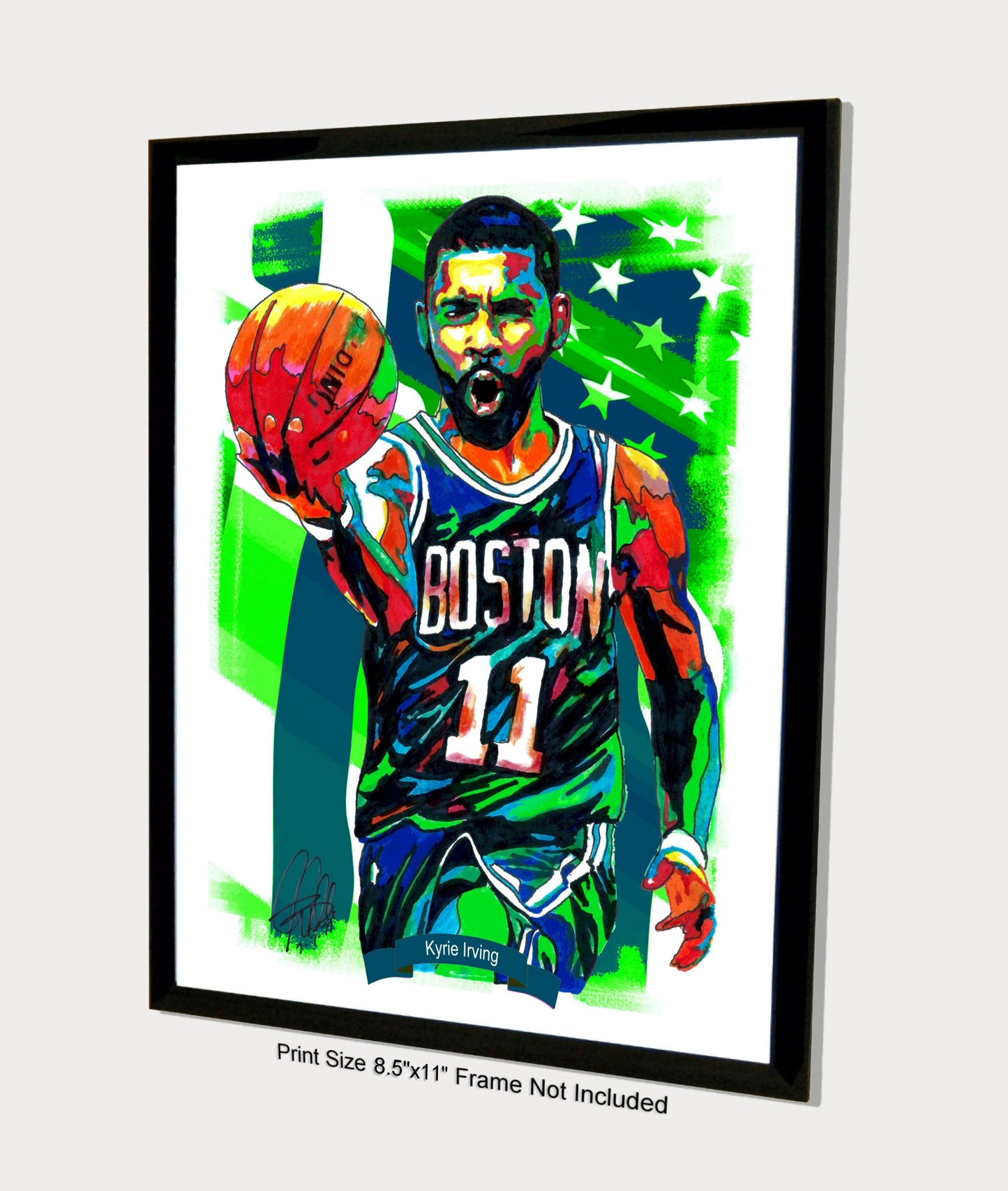 Kyrie Irving Boston Celtics Basketball Sports Poster Print Wall Art 8.5x11