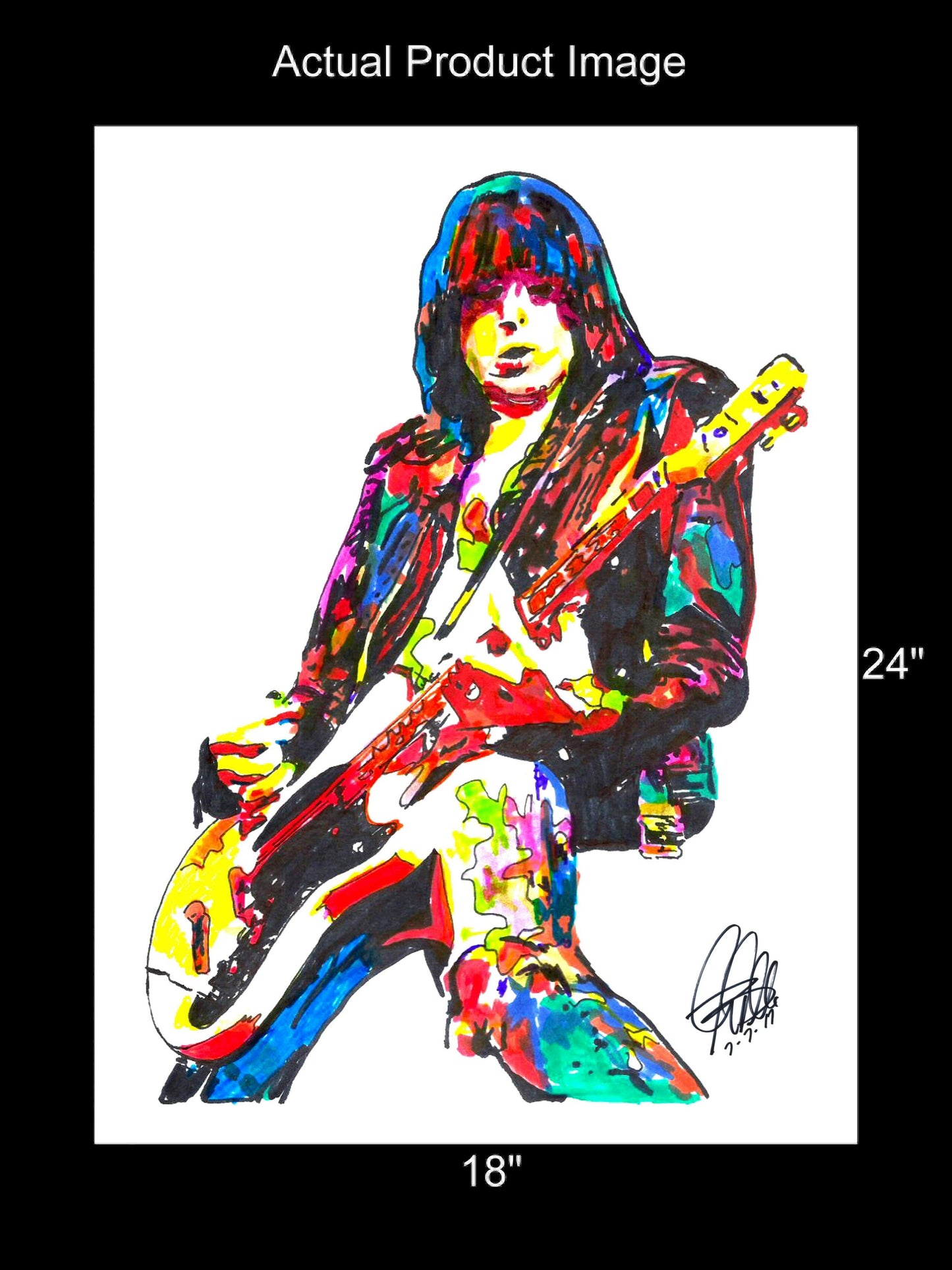 Johnny Ramone Ramones Guitar Punk Rock Music Poster Print Wall Art 18x24