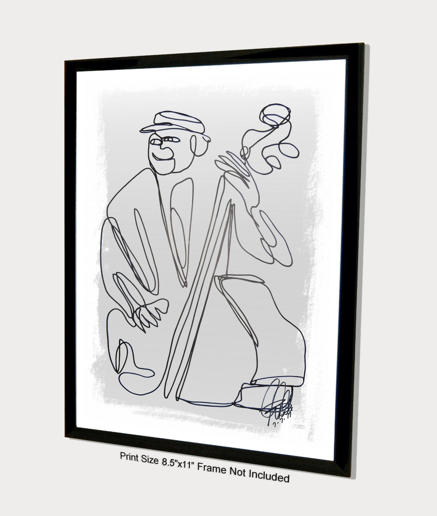 Upright Bass Player Jazz Music Poster Print Wall Art 8.5x11