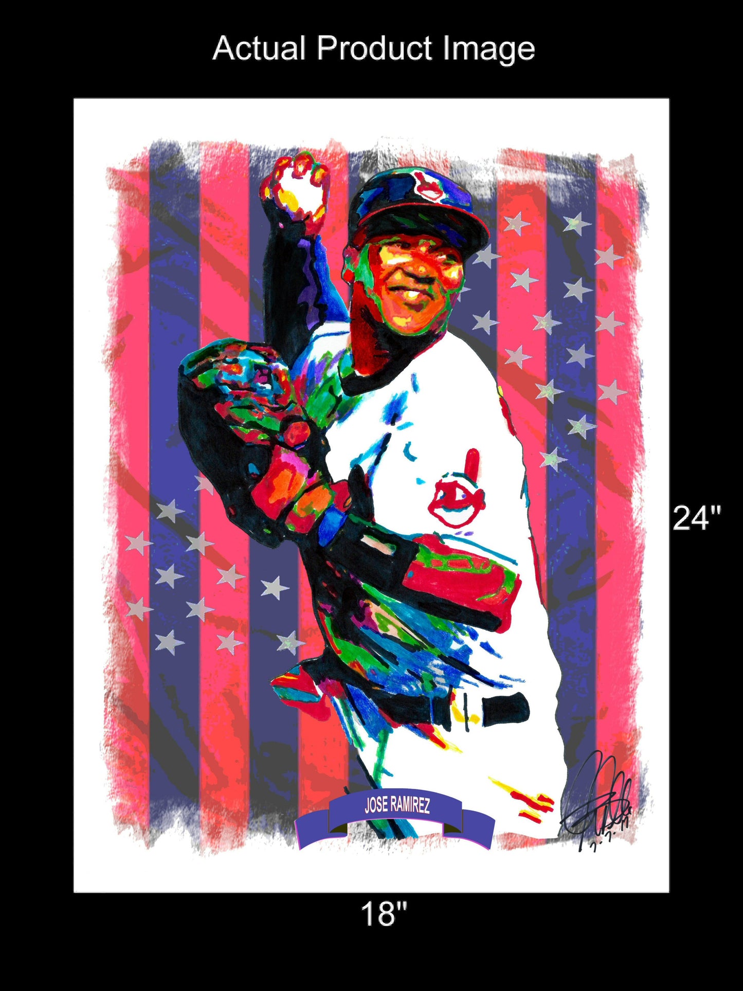 Jose Ramirez Cleveland Indians Baseball Sports Poster Print Wall Art 18x24