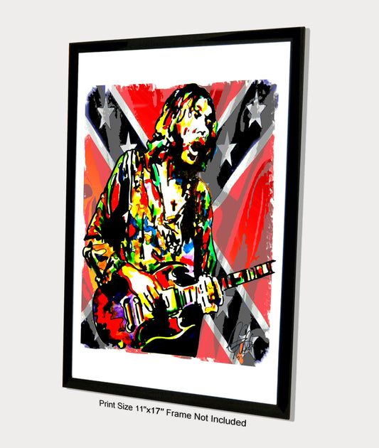 Duane Allman Lead Guitar Southern Rock Music Poster Print Wall Art 11x17