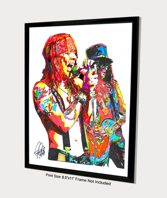 Axl Rose Slash Guns N Roses Singer Guitar Rock Music Print Wall Art 8.5x11