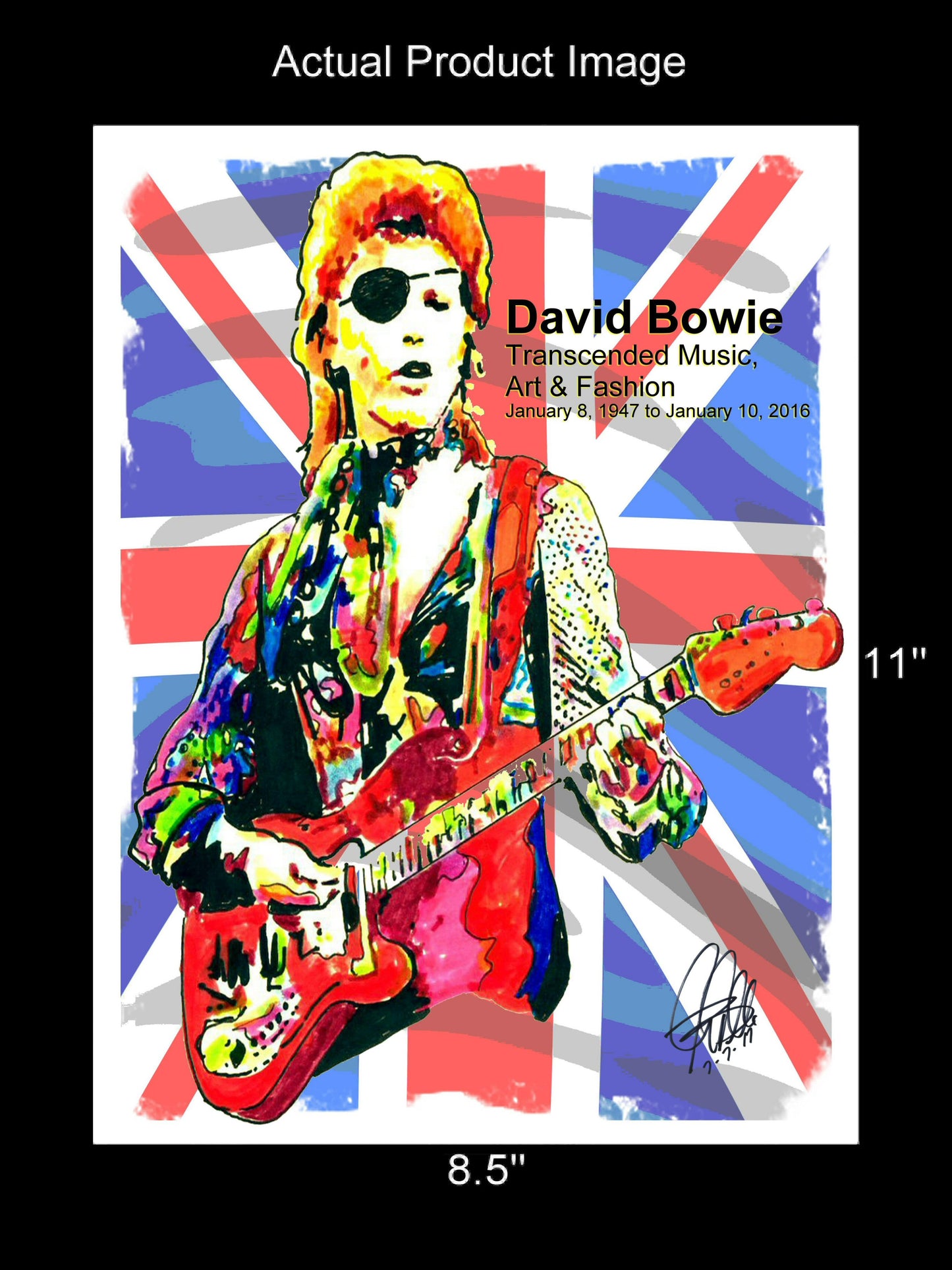 David Bowie Ziggy Stardust Singer Glam Rock Music Print Poster Wall Art 8.5x11