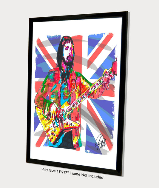 John Entwistle The Who Bass Guitar Hard Rock Music Poster Print Wall Art 11x17