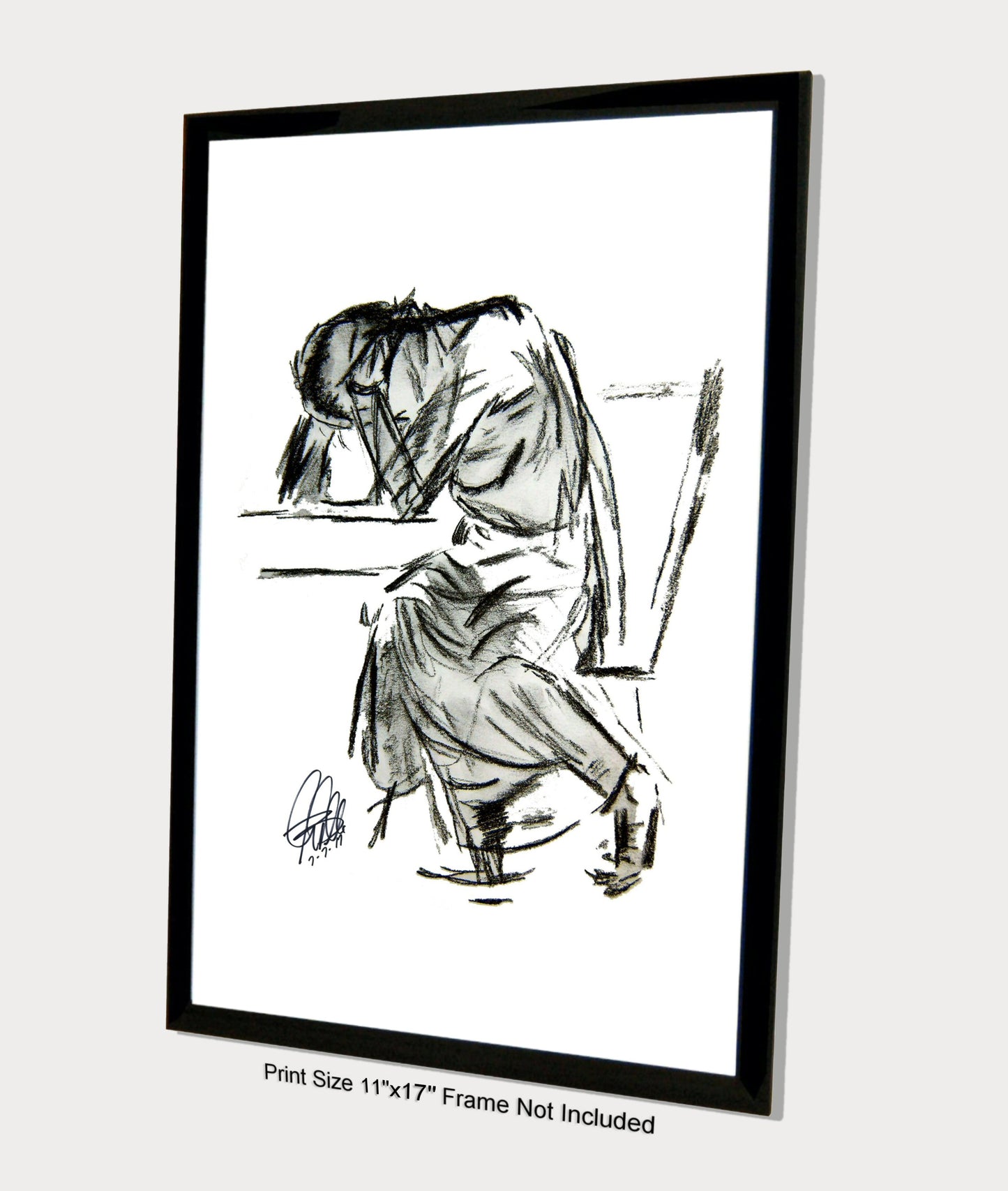 Deep Depression Sorrow Charcoal Drawing Poster Print Wall Art 11x17