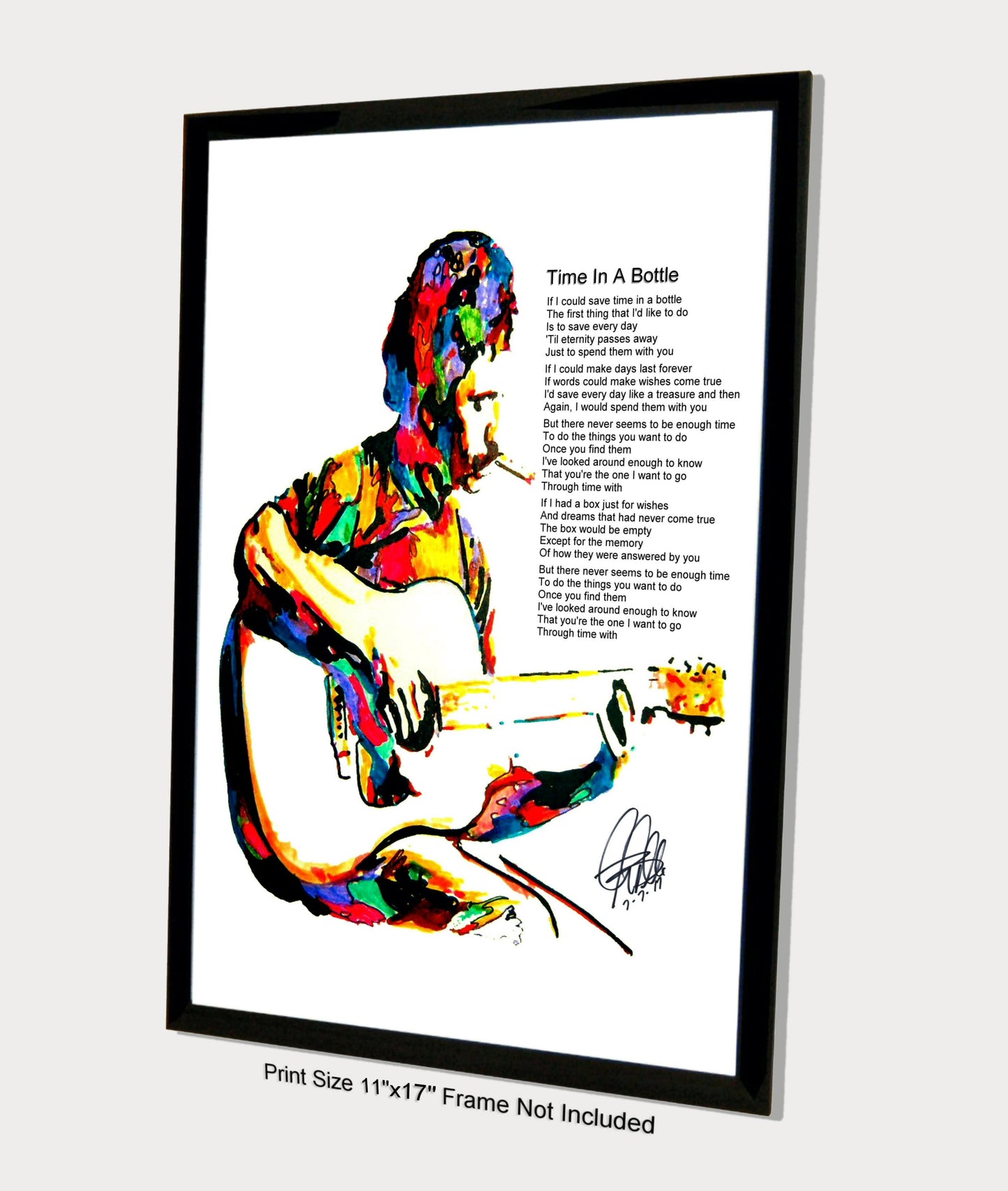 Jim Croce Guitar Folk Rock Time in a Bottle Music Poster Print Wall Art 11x17