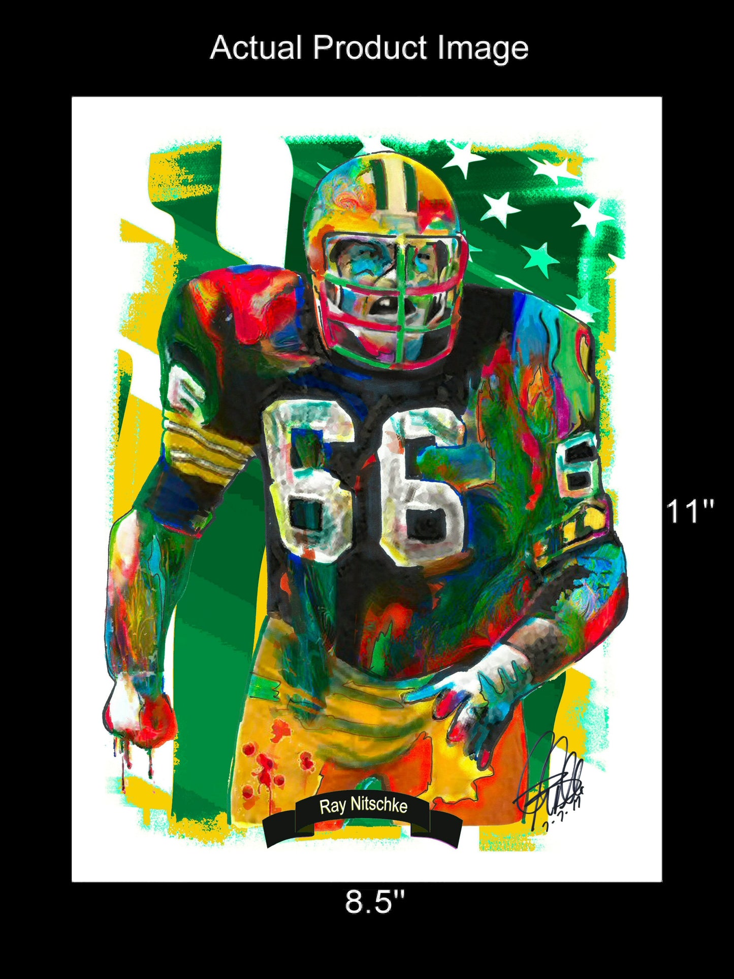 Ray Nitschke Green Bay Packers Football Sports Poster Print Wall Art 8.5x11