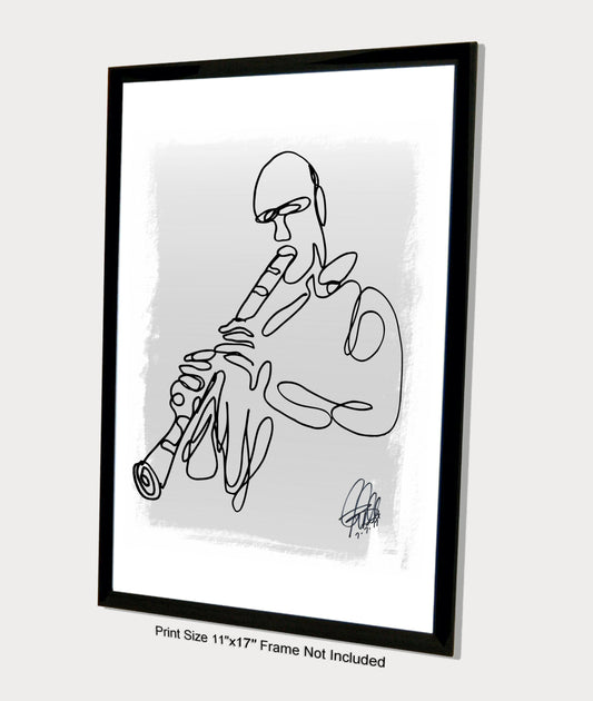 Clarinet Player Jazz Music Poster Print Wall Art 11x17