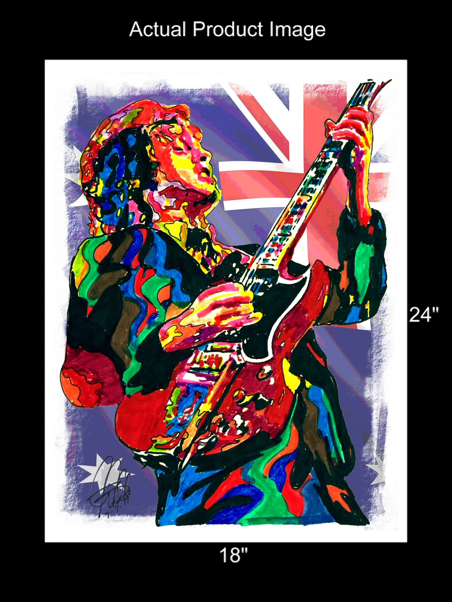 Angus Young ACDC Guitar Blues Hard Rock Music Poster Print Wall Art 18x24