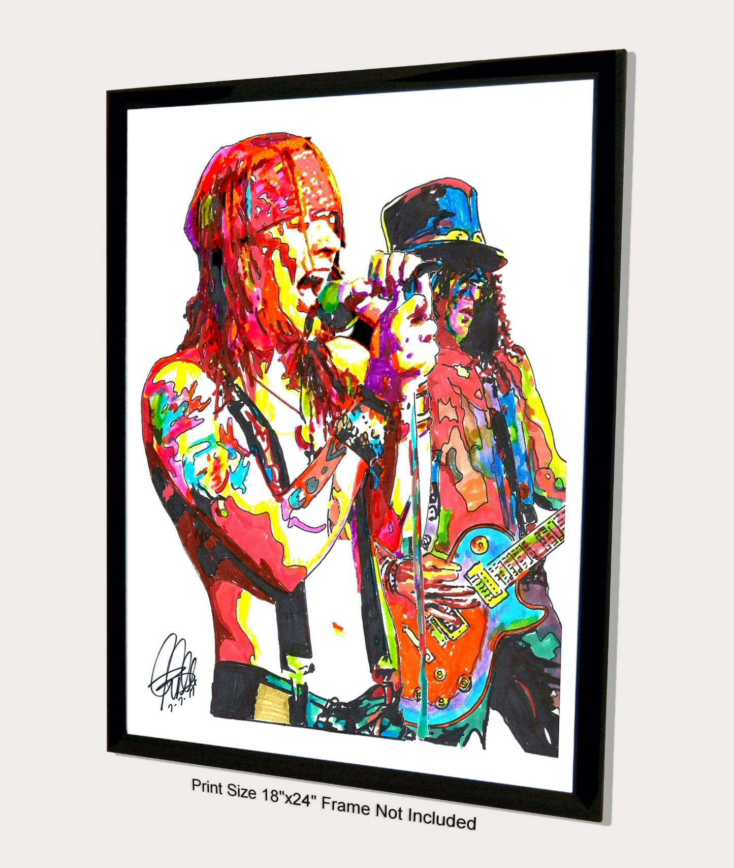 Axl Rose Slash Guns N Roses Singer Guitar Rock Music Print Wall Art 18x24