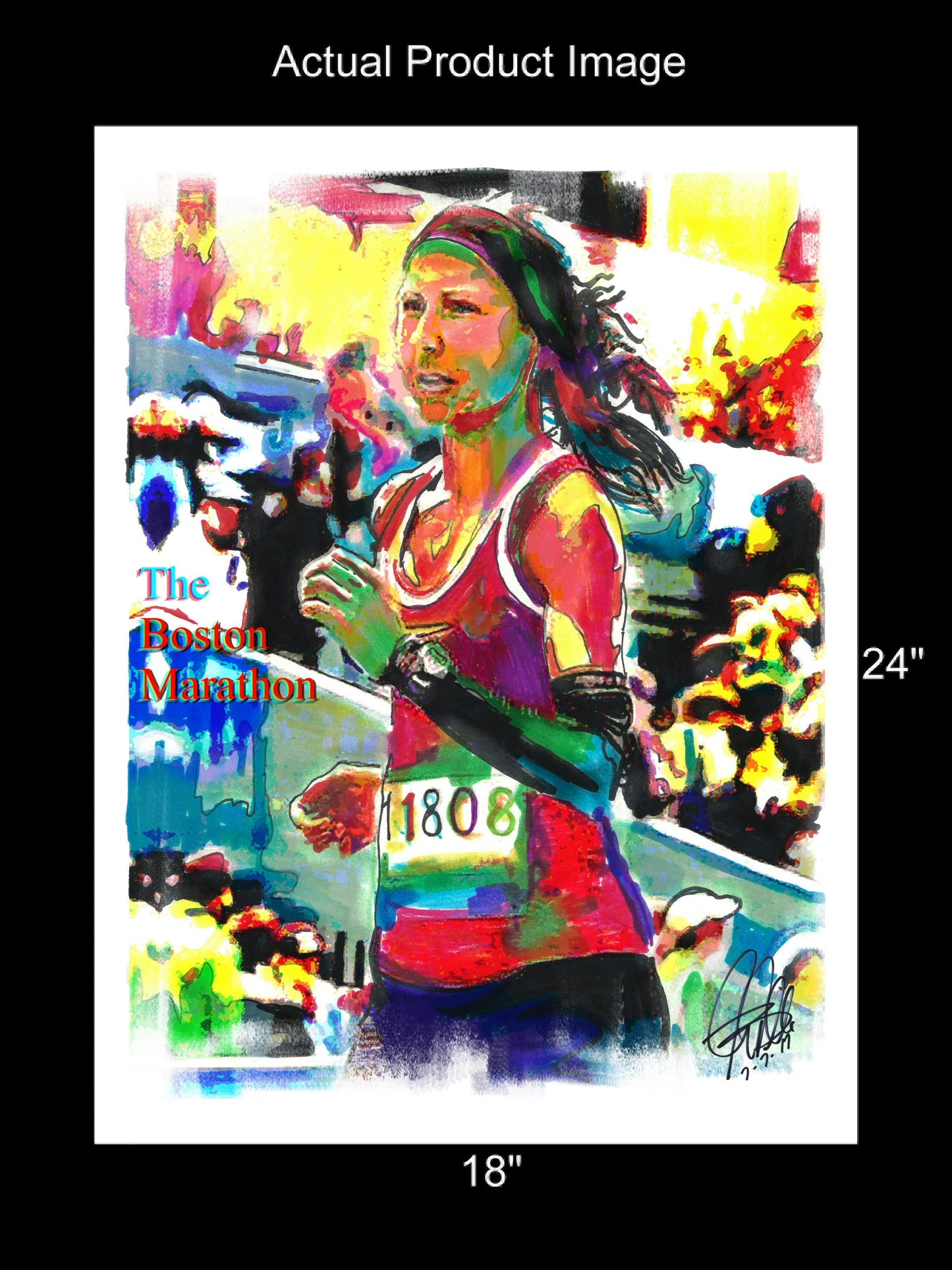 Boston Marathon Runner Athlete Sports Poster Print Wall Art 18x24