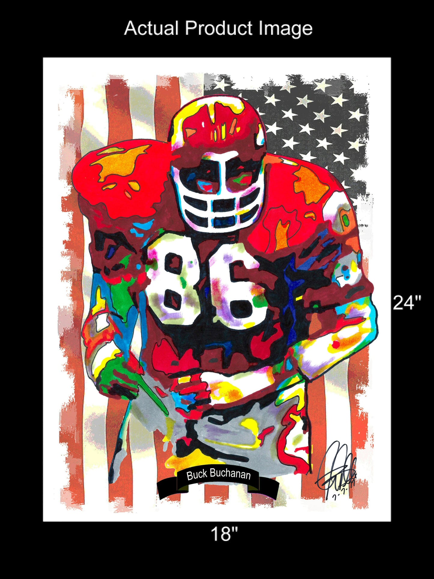 Buck Buchanan Kansas City Chiefs Football Poster Print Wall Art 18x24