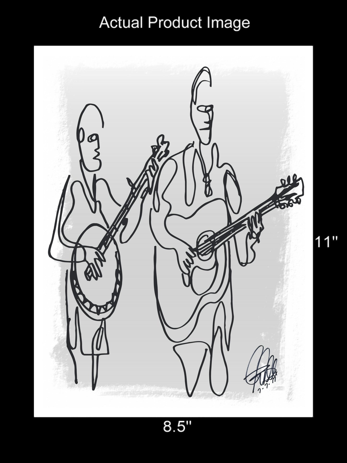 Bluegrass Players Guitar Banjo Music Poster Print Wall Art 8.5x11