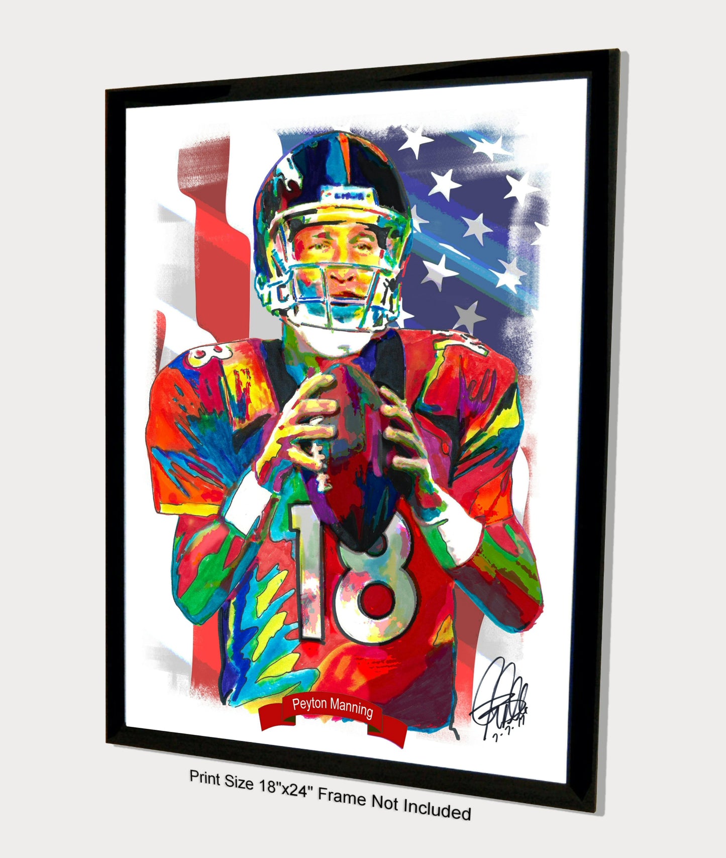 Peyton Manning Denver Broncos Football Poster Print Wall Art 18x24