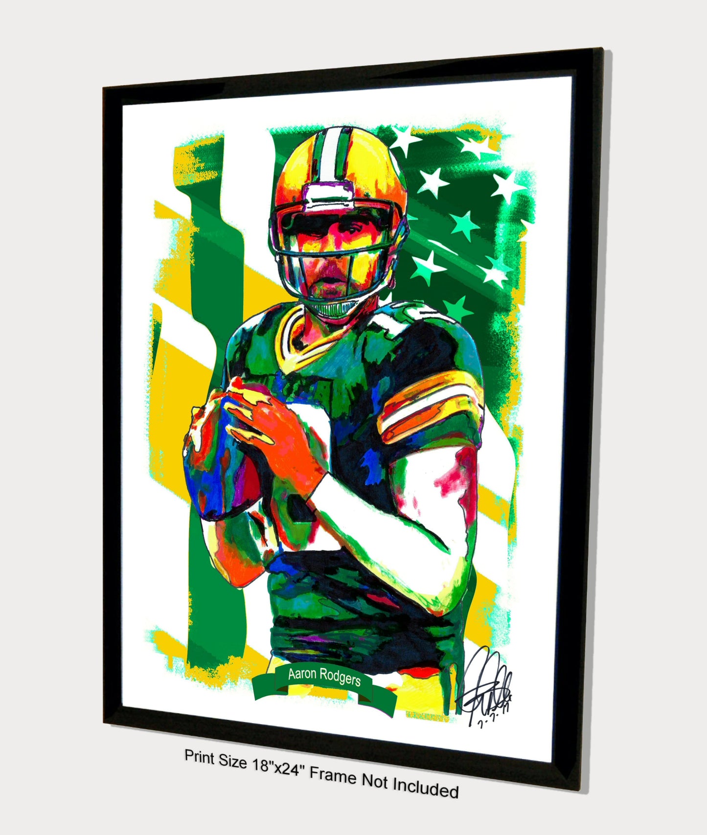 Aaron Rodgers Green Bay Packers Football Sports Print Poster Wall Art 18x24