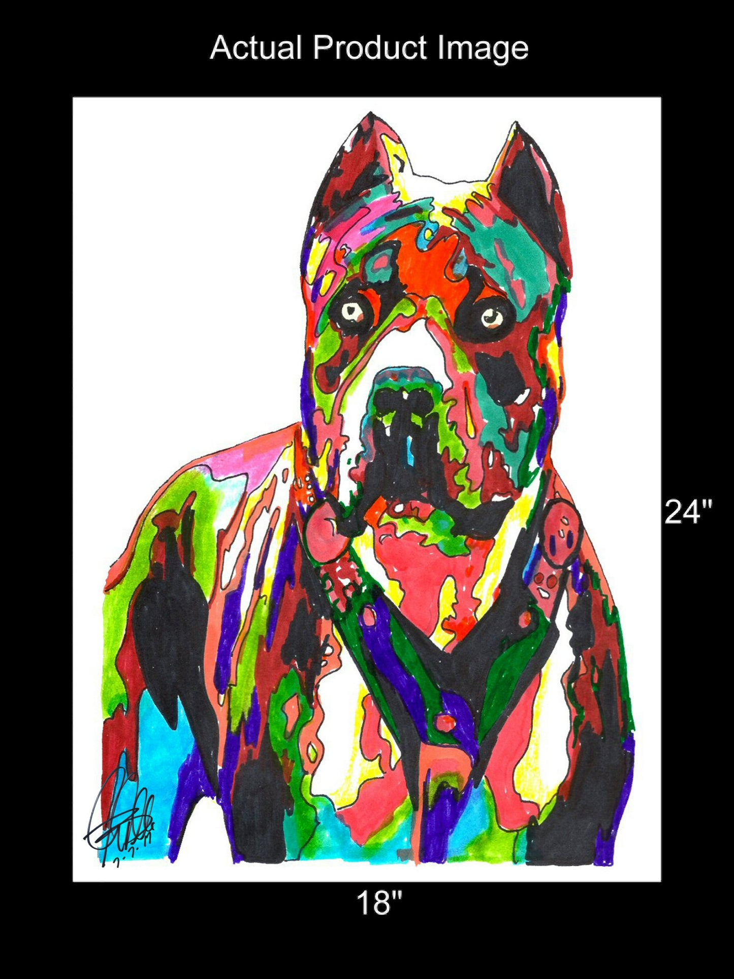 Pit Bull Pet Watch Dog Print Poster Wall Art 18x24