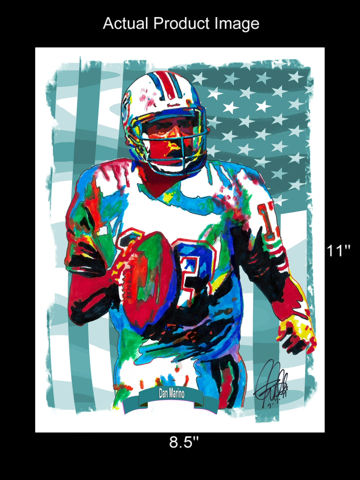 Dan Marino Miami Dolphins Football Poster Print Wall Art 8.5x11