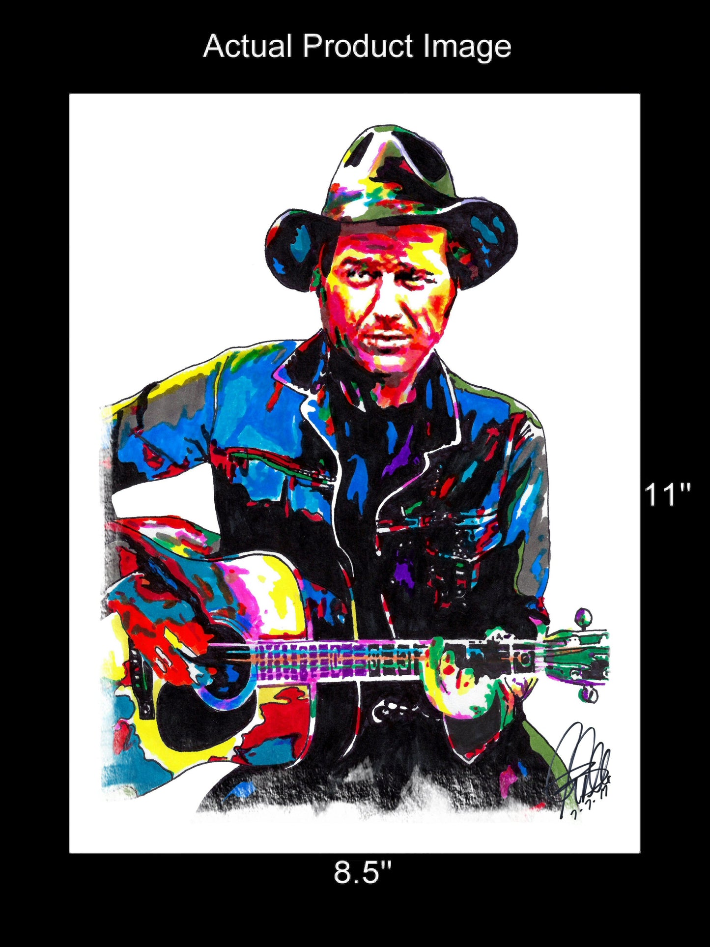 Jerry Jeff Walker Singer Guitar Country Music Poster Print Wall Art 8.5x11