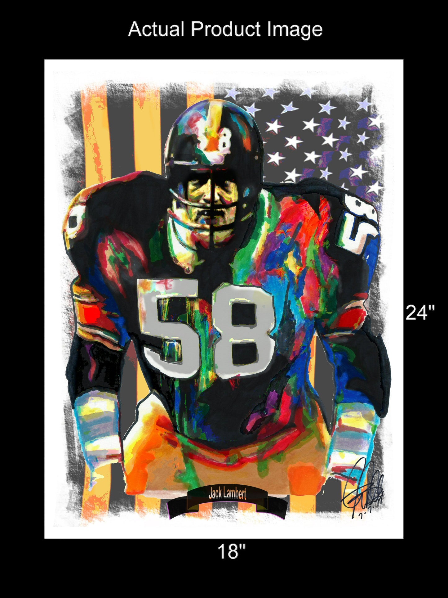 Jack Lambert Pittsburgh Steelers Football Poster Print Wall Art 18x24