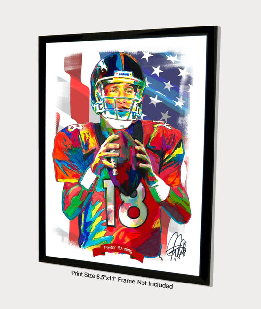 Peyton Manning Denver Broncos Football Poster Print Wall Art 8.5x11