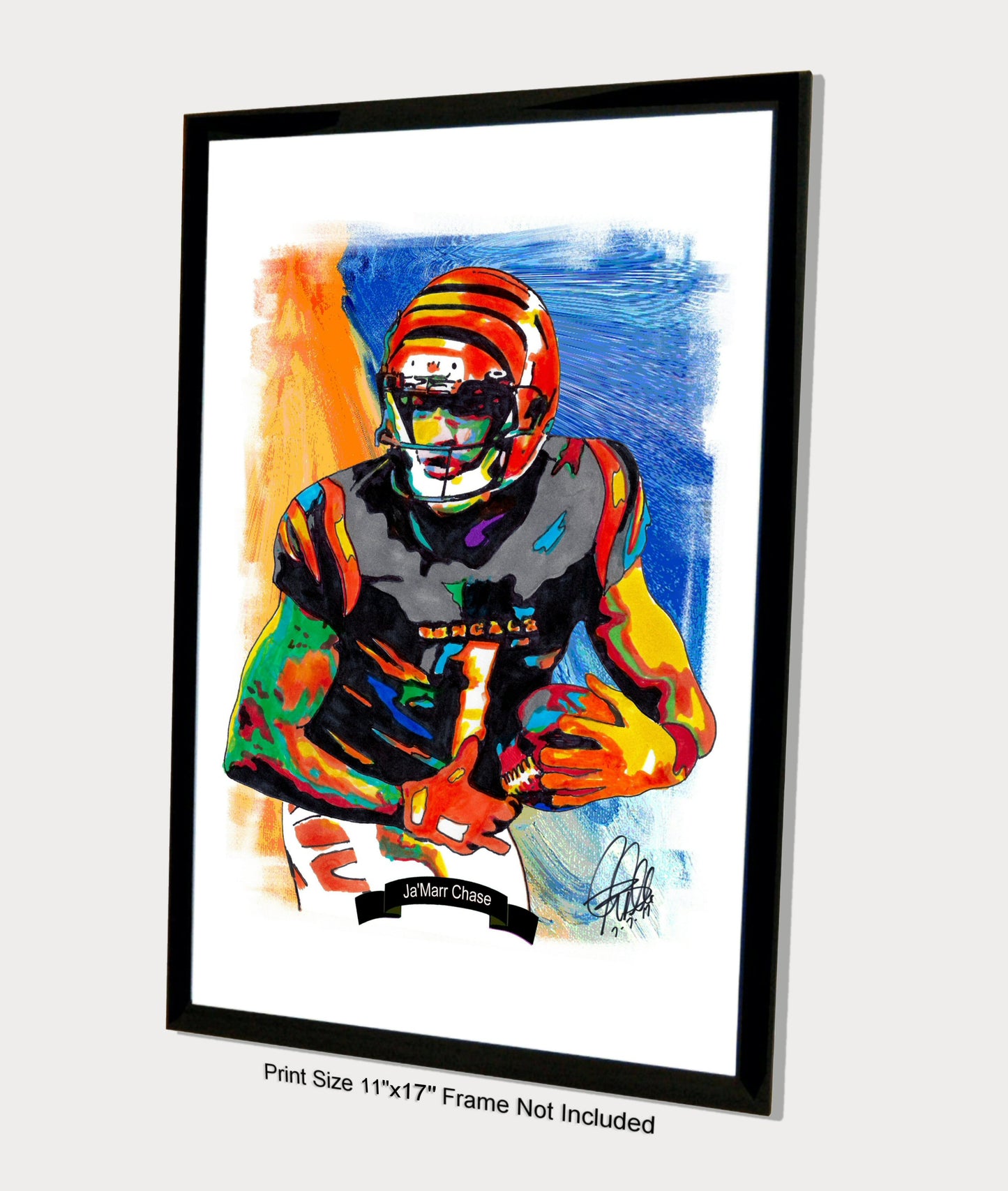 Ja'Marr Chase Cincinnati Bengals Football Poster Print Wall Art 11x17