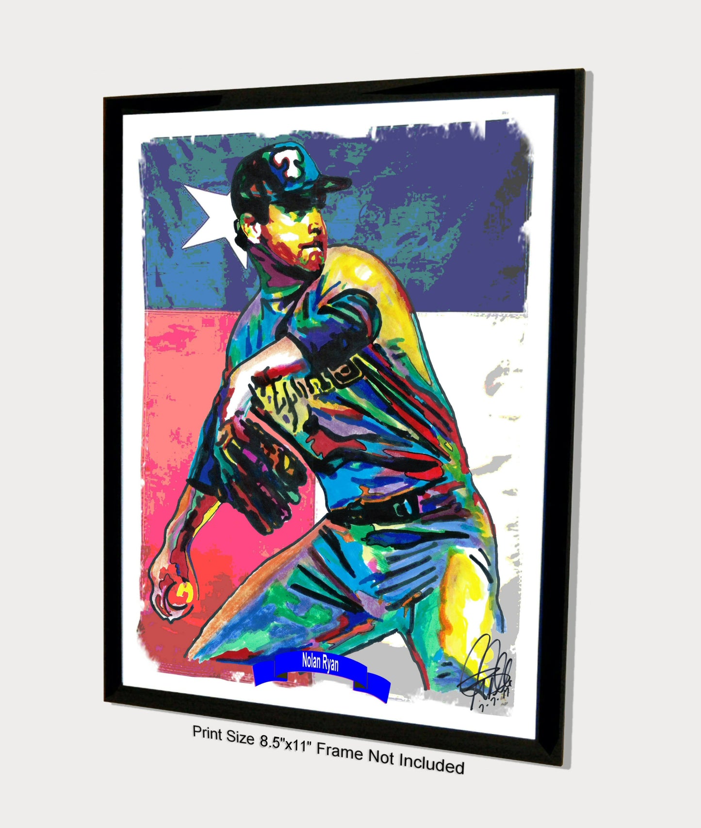 Nolan Ryan Texas Rangers Pitcher Baseball Poster Print Wall Art 8.5x11