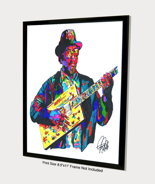 Bo Diddley Guitar Chicago Blues Music Poster Print Wall Art 8.5x11