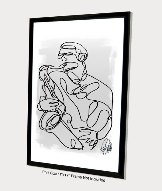 Saxophone Jazz Sax Player Music Poster Print Wall Art 11x17