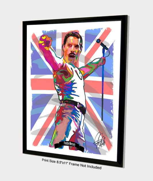 Freddie Mercury Queen Hard Rock Music Poster Print Wall Art 8.5x11