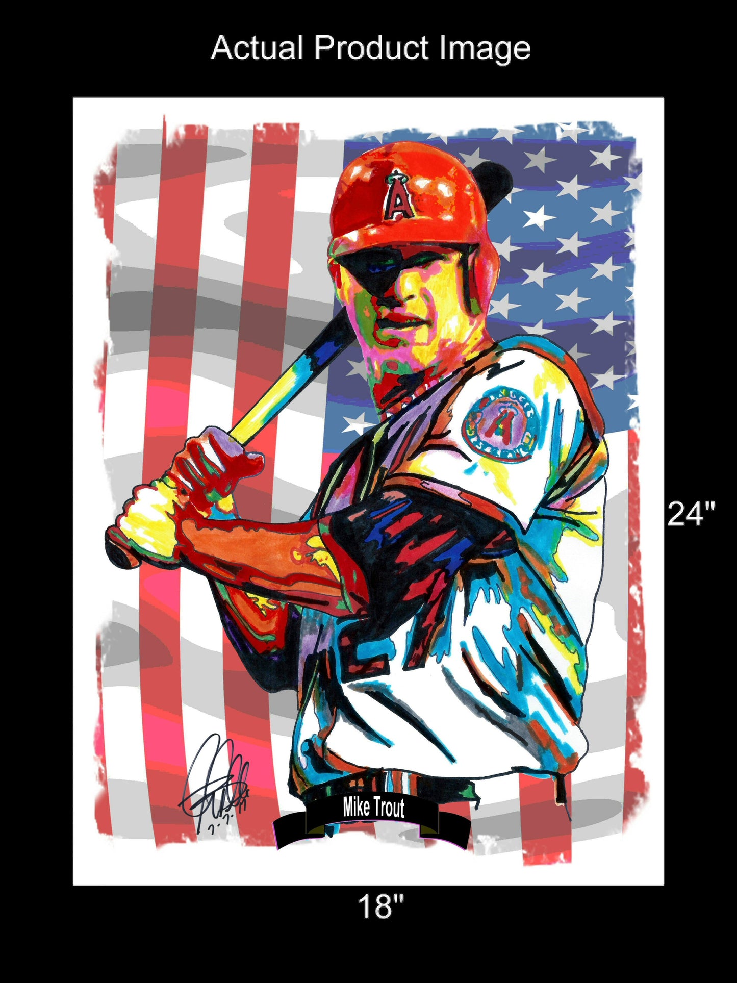 Mike Trout Los Angeles Angels Baseball MLB Poster Print Wall Art 18x24